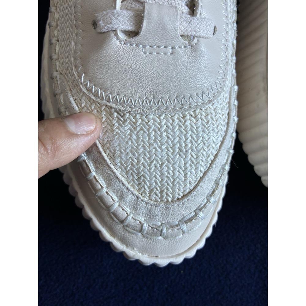 Dolce Vita Cream Platform Sneakers Size 9 Woven Chunky Ivory Lace Up Shoes - Picture 3 of 12